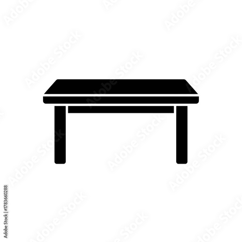 Minimalist Rectangular Table Furniture Black Solid Glyph Icon