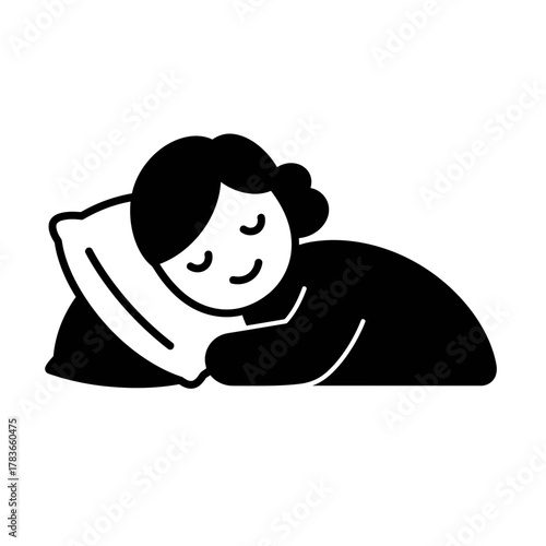 Person Sleeping Soundly on Pillow Icon - Relaxation and Rest Symbol