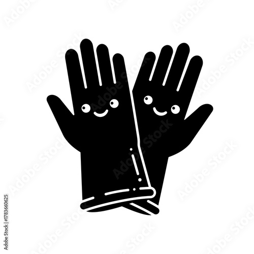 Cute Smiling Rubber Cleaning Gloves Glyph Icon