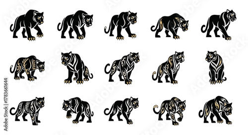 Collection of Black Panther Illustrations in Various Poses.