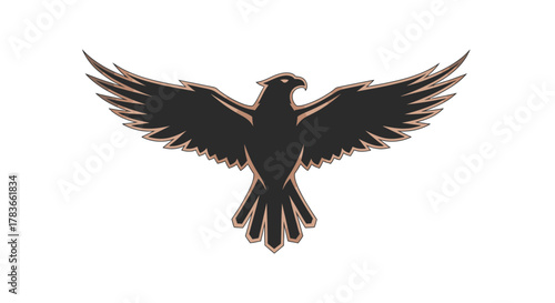 Majestic Eagle Silhouette with Wings Spread Wide.