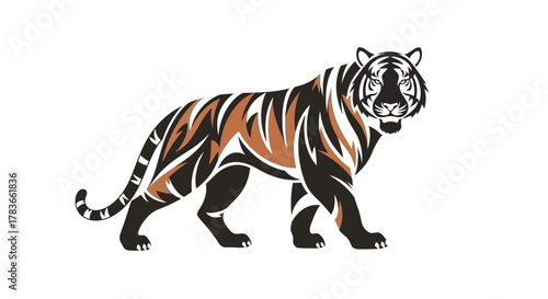 Majestic Tiger Strolling with Confidence and Power.