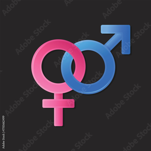 Intertwined Male Female Gender Symbols Relationship Concept.
