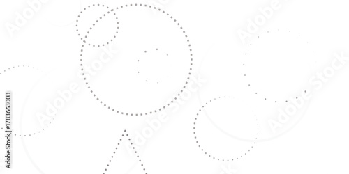 Abstract white geometric overlapping circle background with shadow. abstract dotted wave background. hand drawn dotted path route line isolated.  