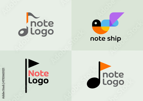 A collection of modern and creative logos incorporating musical notes and playful colors, perfect for representing music-related businesses and creative projects.