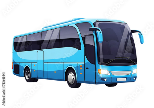Modern Blue Tour Bus Illustration for Transportation and Travel Concepts