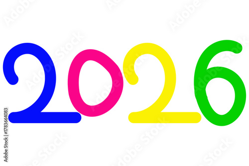 Cute Fluffy 2026 New Year  Illustration,vector png