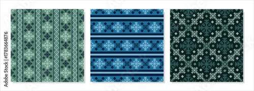 Snowflakes seamless pattern. Repeatable nordic winter theme background for wrapping paper, textile, fabric print and decoration.
