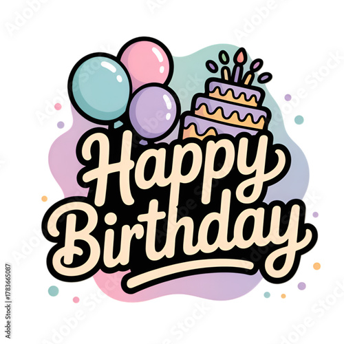 happy birthday card with birthday cake