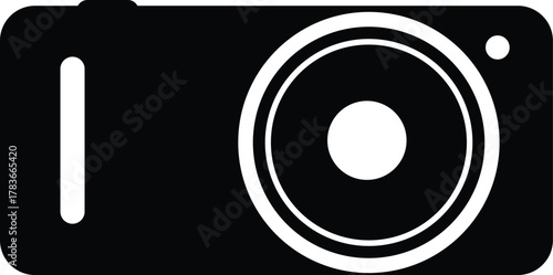 Vector illustration of black silhouette of a digital camera