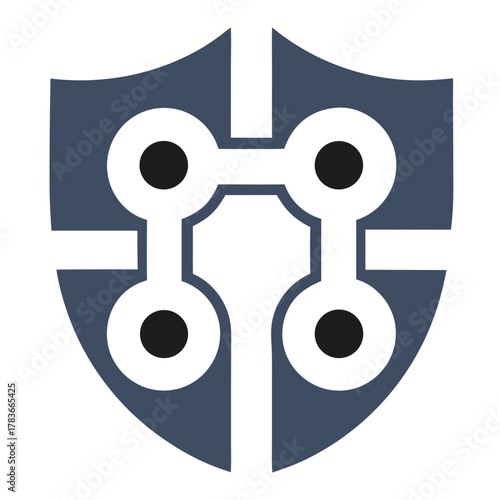 Shield made of encryption key symbols