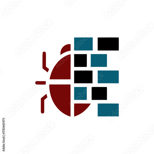 Bug being squashed by a digital firewall