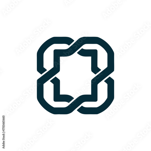 Secure blockchain logo with broken chain design
