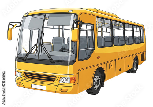 Vibrant Yellow Bus Illustration for Transportation and Travel Themes Imagery