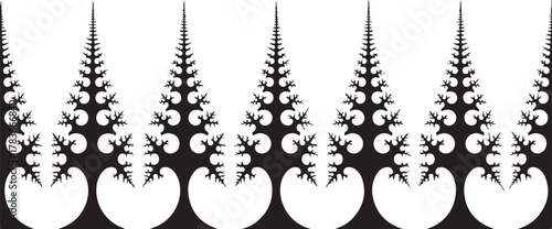 Abstract black and white floral background with holiday and Christmas tree design elements