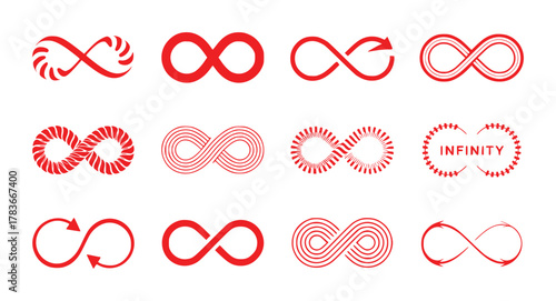 Collection of Red Infinity Symbols and Variations