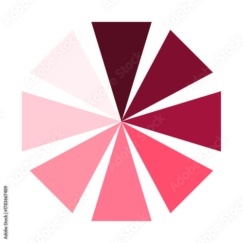 Cherry blossom, color palette, abstract background with triangles, Circular color palette, radial layout, featuring soft beige to rich brown tones, clean minimalist design, balanced composition