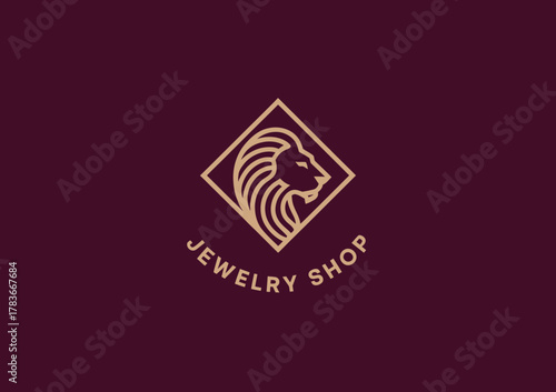 A sophisticated logo for a jewelry shop featuring a lion motif, representing strength and luxury, ideal for attracting customers towards elegant and high-quality jewelry pieces.