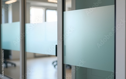 Office aluminum sliding window, decorative glass film on door, close-up frosted thick film for privacy. High quality
