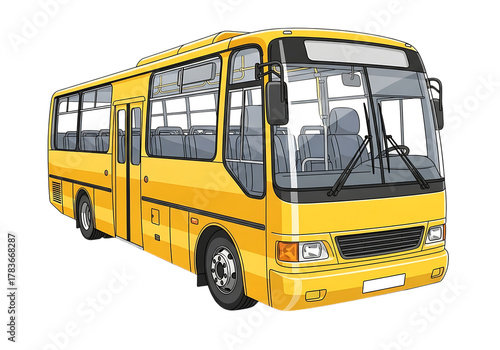 Vibrant Yellow City Bus Public Transportation Vector Illustration Graphic Resource