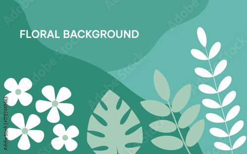 This elegant floral background design features a refreshing blend of leaves and flowers, making it perfect for various creative projects requiring a natural touch.