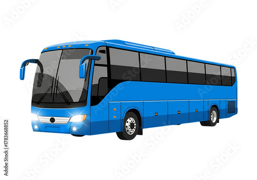 Modern Blue Tour Bus Illustration for Transportation and Travel Concepts