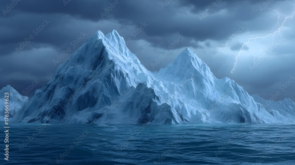 custom made wallpaper toronto digitalMajestic ice mountains rise from turbulent seas under a dramatic storm sky with a bright lightning strike
