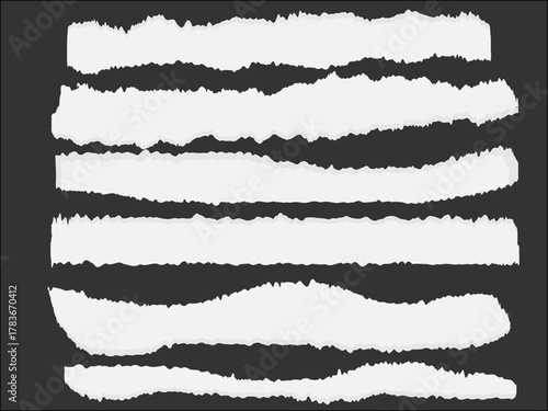 Ripped paper torn edges vector illustration. Realistic torn paper texture background. 
