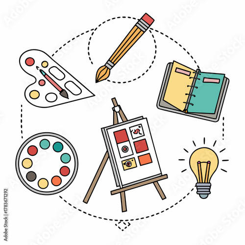 Artistic creation process with tools and idea generation