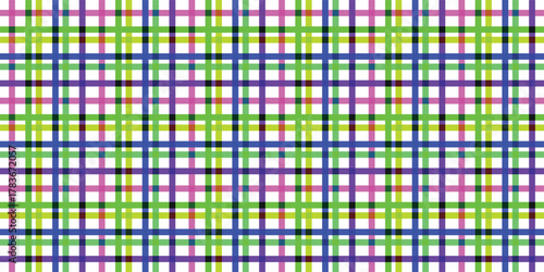 Seamless Abstract Tartan Plaid Pattern Background in Bright Pink Green and Blue Hues