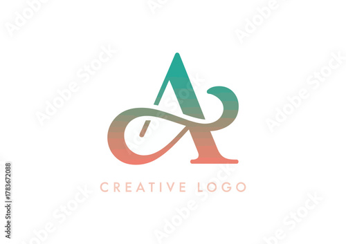 A vibrant and artistic logo design featuring the letter 'A' beautifully intertwined with curves, symbolizing creativity and modernity in branding and design.