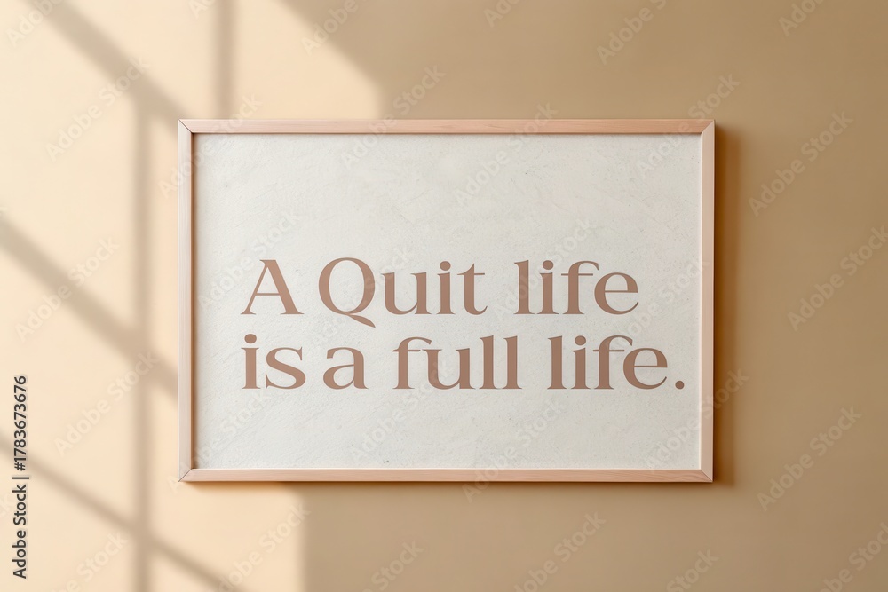 Obraz premium Wooden framed print displaying the motivational quote about life