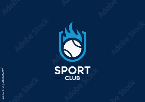 This logo design creatively combines a tennis ball with flames, representing energy and passion in sport, perfect for a club focused on tennis enthusiasts and players.