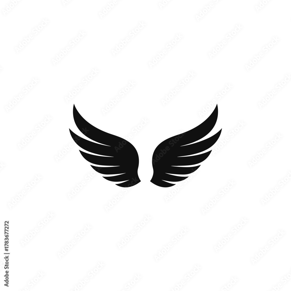 Obraz premium Vector illustration of abstract black wings icon graphic element