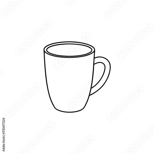 Outline drawing of a generic beverage mug cup for hot drinks