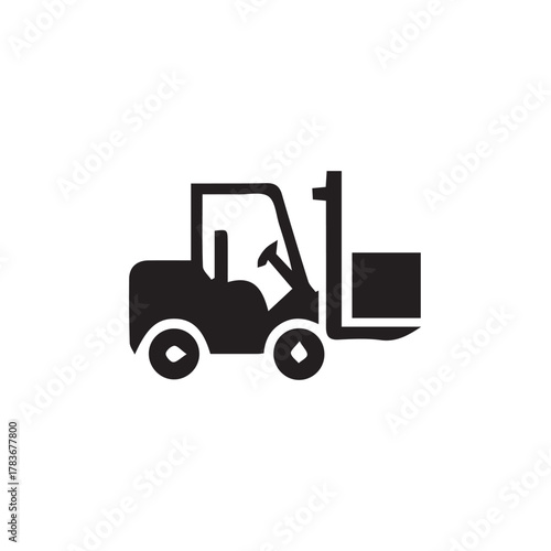 Simple forklift truck vector icon representing warehouse operations, industrial logistics, and material handling