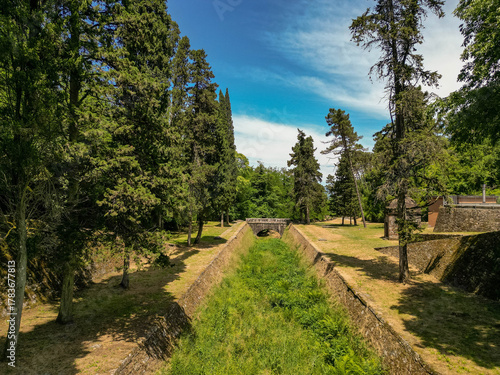Historic Lucca Aqueduct Ruins in the Hills of Tuscany, Italy