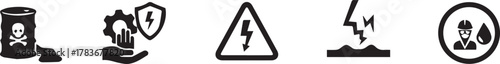 Electricity Hazard Icons Safety and Warning Symbols for Electrical Risks