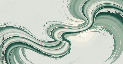 An artistic representation of fluid green tones flowing gracefully, creating an abstract wave pattern that symbolizes creativity and harmony in design.