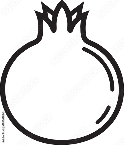 Pomegranate Fruit Outline Icon Vector 
