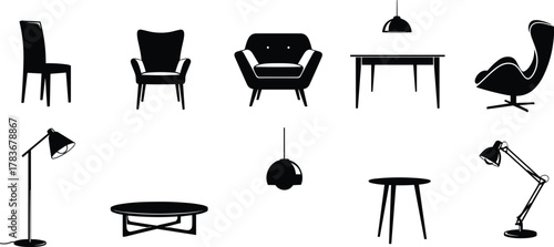 Silhouette furniture collection, modern chairs, dining table, pendant lights, floor lamp, coffee table, side table, desk lamp, interior design inspiration