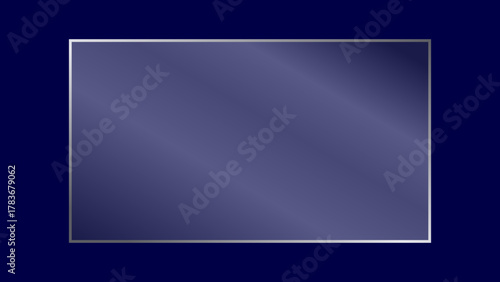 Realistic transparent crystal glass plate with light reflection. Rectangular shiny clear futuristic glowing glass panel with glare for app and web uses isolated on dark blue Bg. Vector illustration.