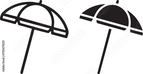 Umbrella Beach Day Silhouette Icon Vector