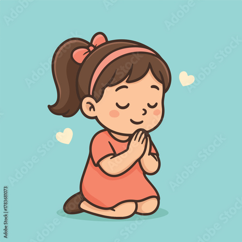 Girl Praying Illustration