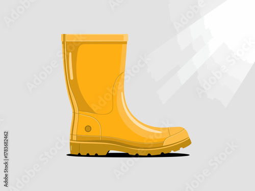 A bright yellow rubber boot symbolizes protection and readiness for wet weather, capturing the essence of playful outdoor activities during rainy days.