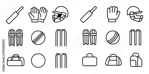 Cricket Equipment Icons