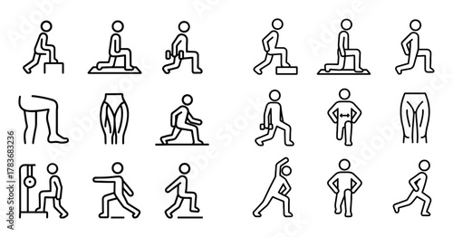 Minimalist Thigh Exercise Icons
