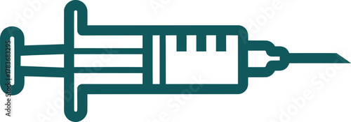 Medical Syringe Graphic Icon for Healthcare and Vaccination Concepts Teal Design