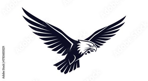 Stylized graphic silhouette of an eagle with spread wings symbolizing freedom and power with