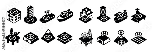 Isometric Helipad Icons